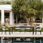 Tuineettafel in aluminium en Hpl of Gres, verschillende afwerkingen - Filomena Viadurini