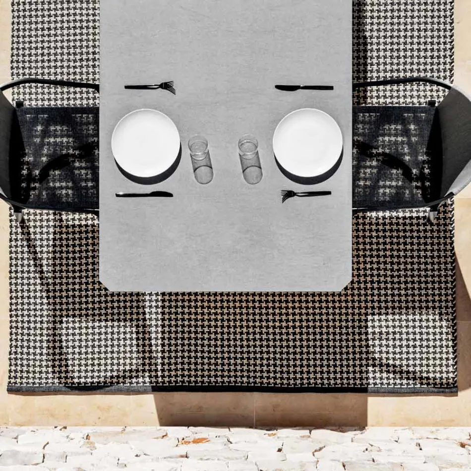 Tuineettafel in aluminium en Hpl of Gres, verschillende afwerkingen - Filomena Viadurini