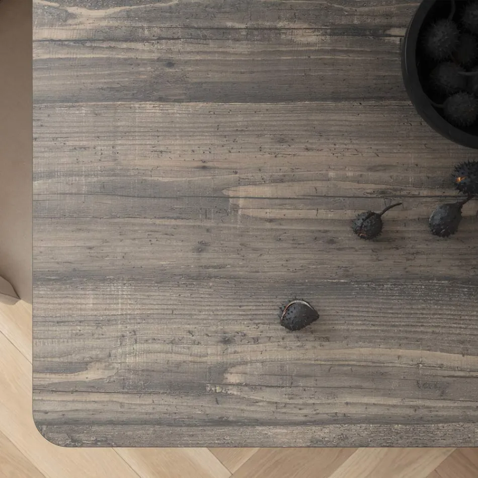 Vaste eettafel in metaal en gestratificeerd Hpl Made in Italy - Bastiano Viadurini