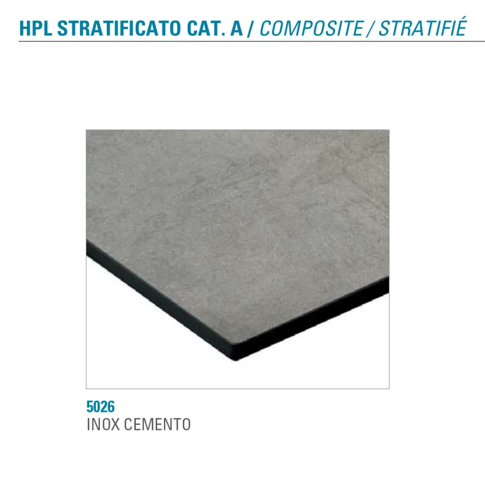 Vaste eettafel in metaal en gestratificeerd Hpl Made in Italy - Bastiano Viadurini