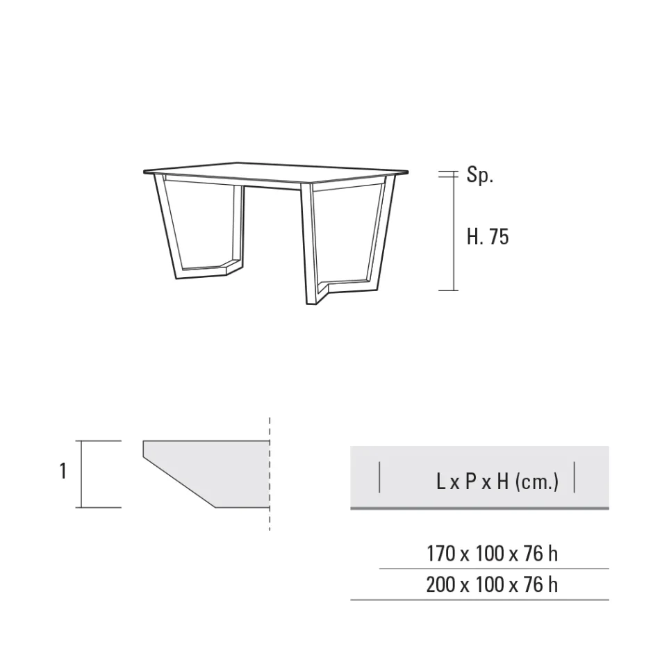 Vaste eettafel in metaal en gestratificeerd Hpl Made in Italy - Bastiano Viadurini