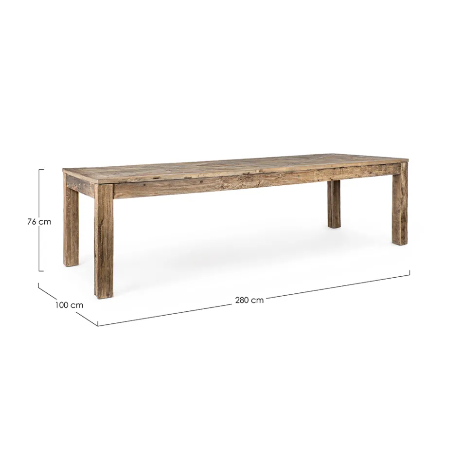 Eettafel in gerecycled iepenhout Klassiek design Homemotion - Badia Viadurini