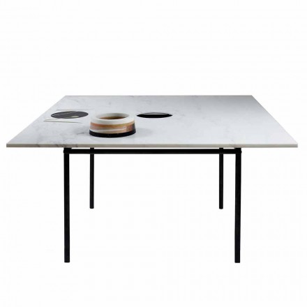 Vierkante eettafel met vaas en marmeren inleg 140 cm luxe - Vesuvio Viadurini
