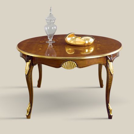Ronde uitschuifbare eettafel 240 cm in hout Made in Italy - Baroque Viadurini