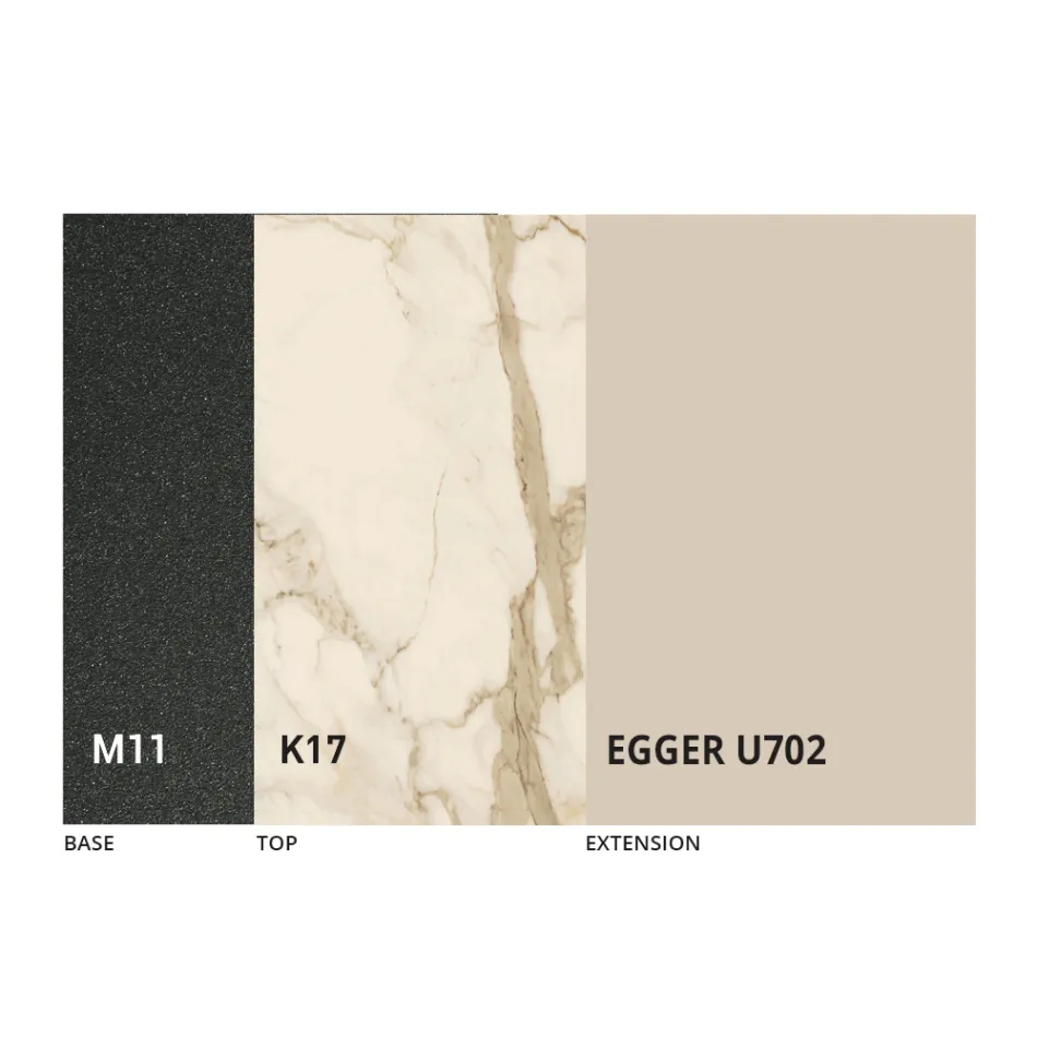 Ronde eettafel uitschuifbaar tot 270 cm in keramiek Gemaakt in Italië - Muschio Viadurini