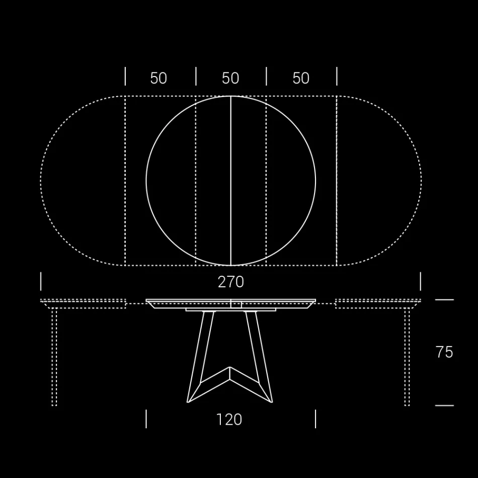Ronde eettafel uitschuifbaar tot 270 cm in keramiek Gemaakt in Italië - Muschio Viadurini