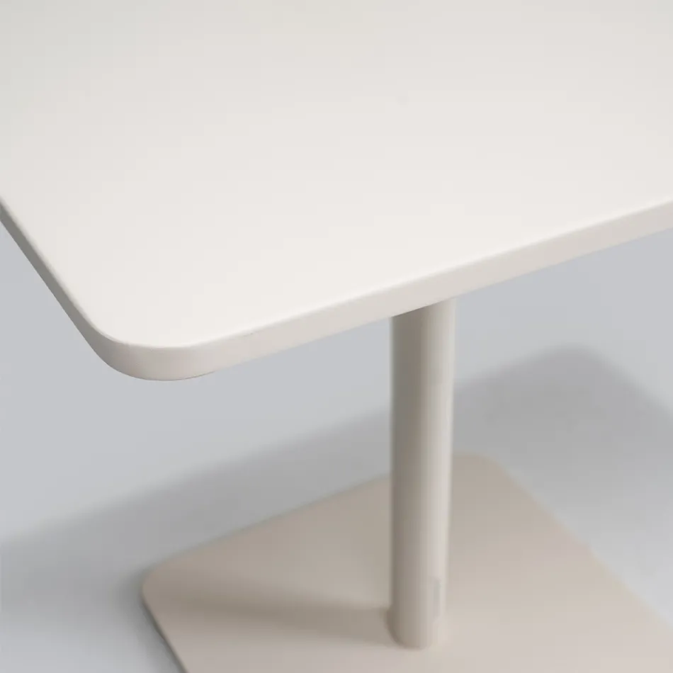 Vierkante Tafel 80x80 cm Buiten van Beige Aluminium - Alfresco Viadurini