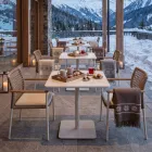 Vierkante Tafel 80x80 cm Buiten van Beige Aluminium - Alfresco Viadurini