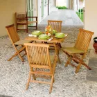 Vierkante Tuintafel 80x80 cm Gemaakt van Teakhout - Amico Viadurini