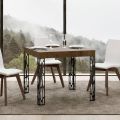 Vierkante tafel uitschuifbaar tot 246 cm in hout en ijzer Made in Italy - Fiume