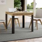Vierkante tafel uitschuifbaar tot 246 cm in hout en ijzer Made in Italy - Ocean Viadurini