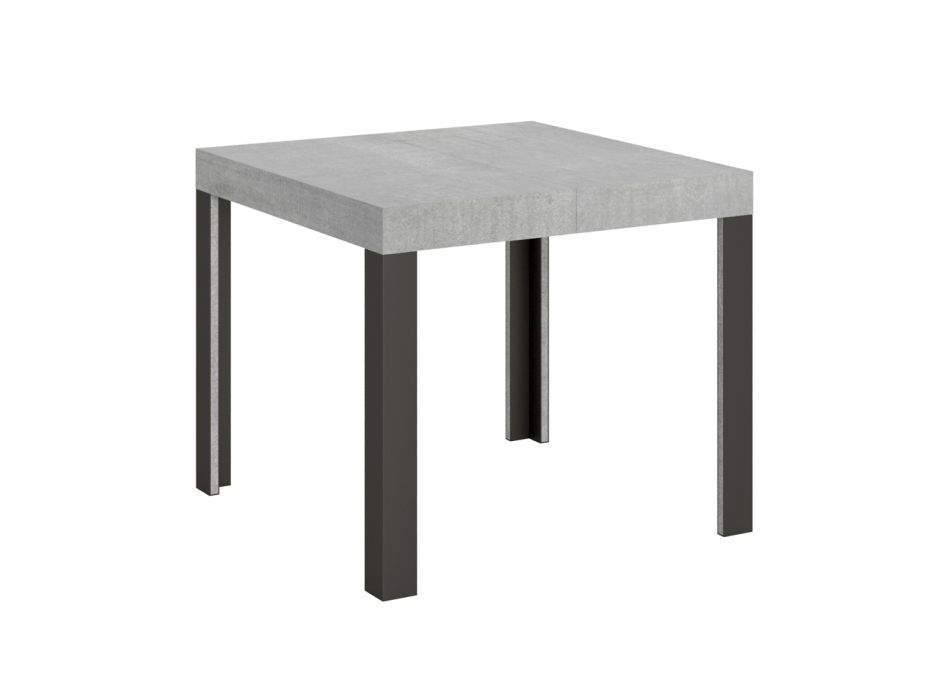 Vierkante tafel uitschuifbaar tot 246 cm in hout en ijzer Made in Italy - Ocean Viadurini