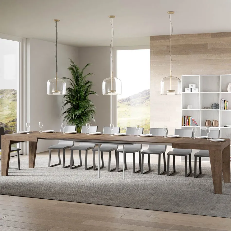 Vierkante tafel uitschuifbaar tot 440 cm in hout Made in Italy - Bloem Viadurini