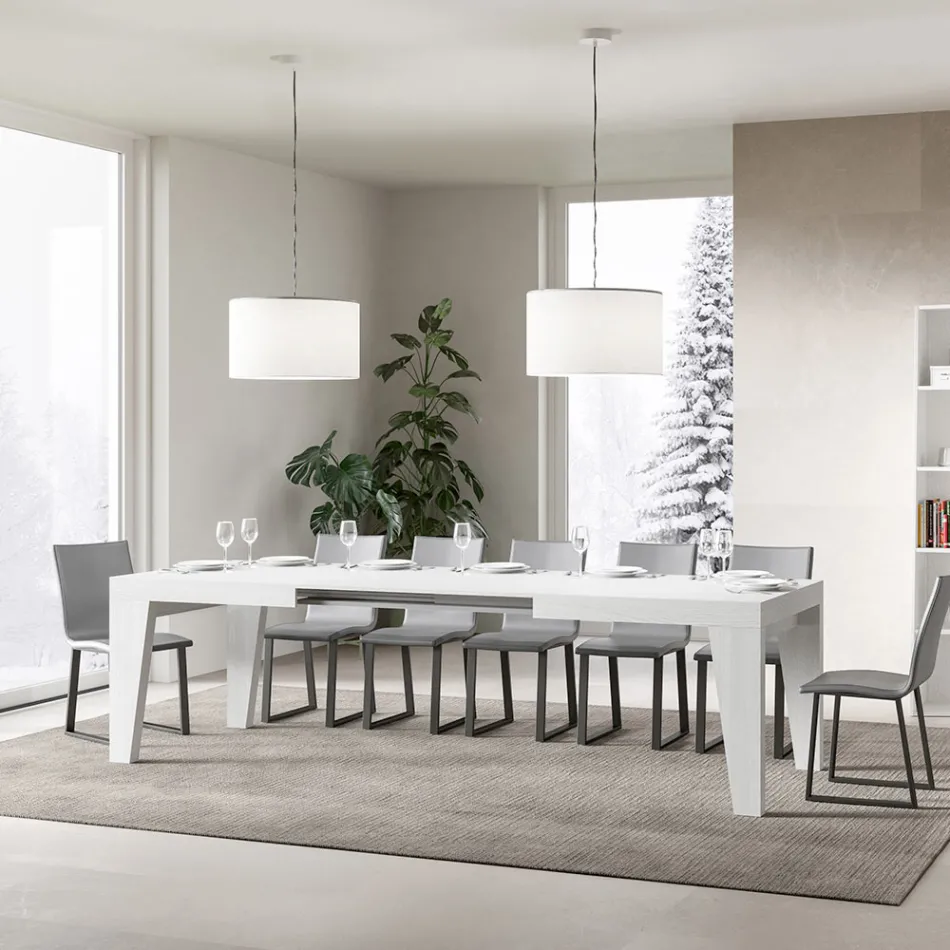 Vierkante tafel uitschuifbaar tot 440 cm in hout Made in Italy - Bloem Viadurini