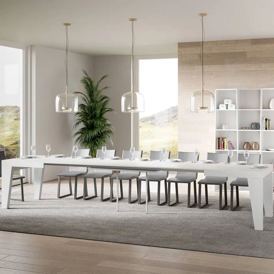 Vierkante tafel uitschuifbaar tot 440 cm in hout Made in Italy - Bloem Viadurini