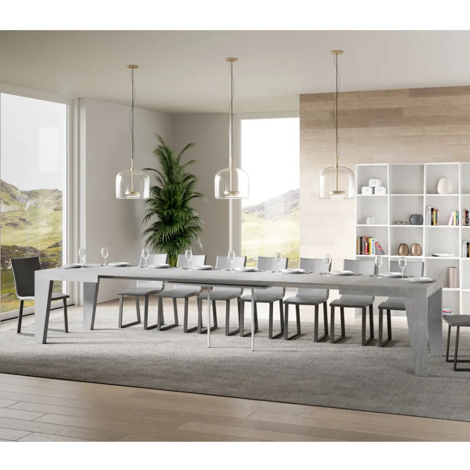 Vierkante tafel uitschuifbaar tot 440 cm in hout Made in Italy - Bloem Viadurini