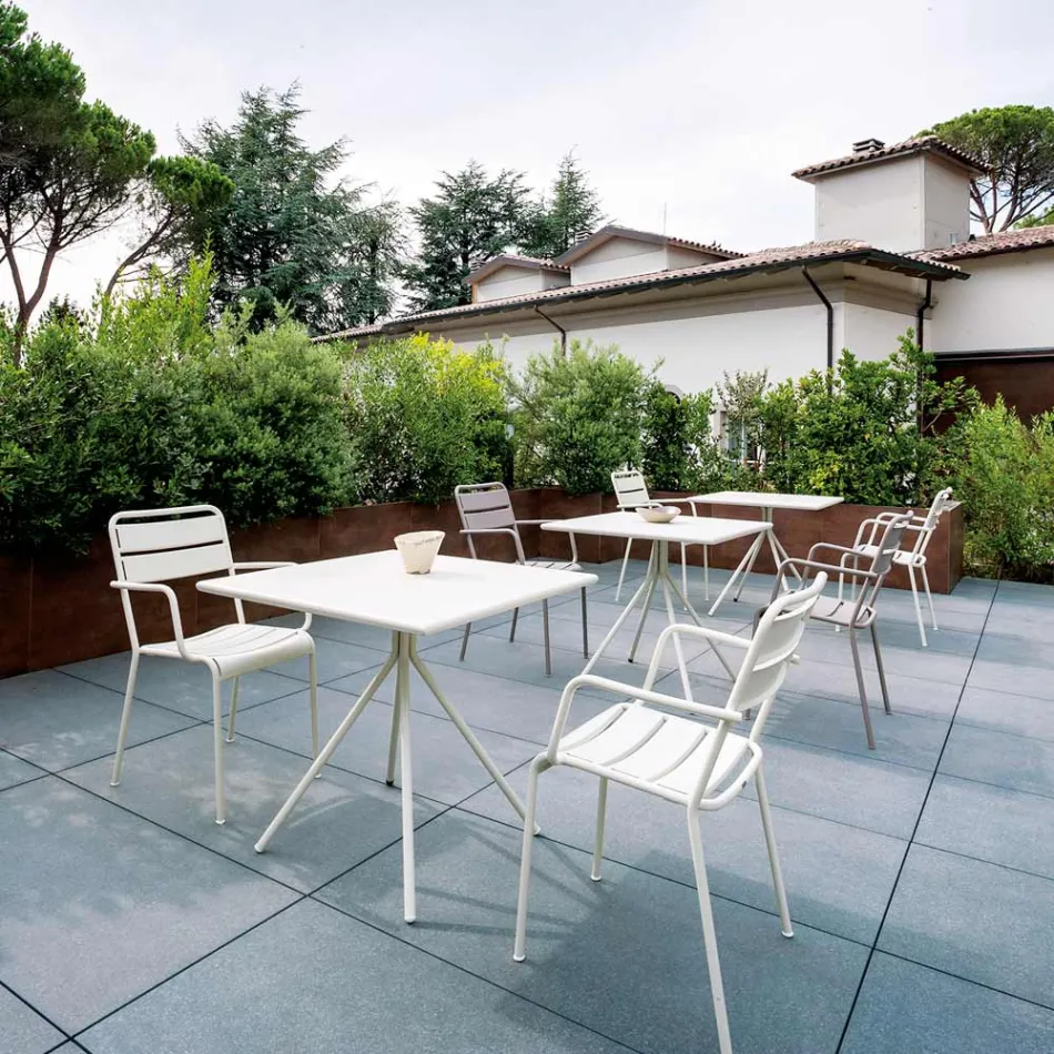 Vierkante buitentafel in gegalvaniseerd staal Made in Italy - Ralph Viadurini