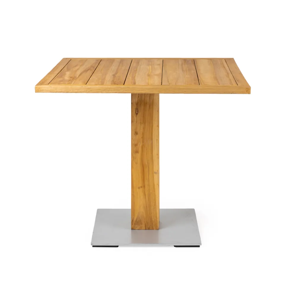 Vierkante buitentafel in teak en metaal - Marie Viadurini