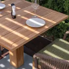 Vierkante buitentafel in teak en metaal - Marie Viadurini