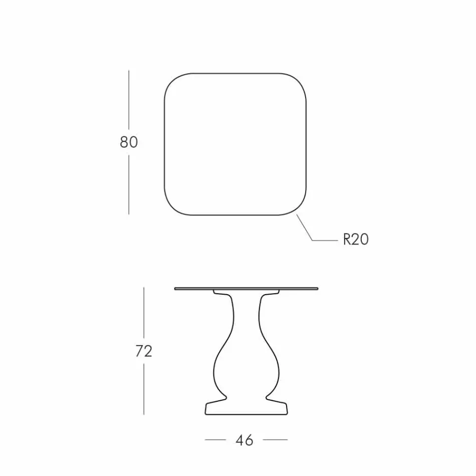 Vierkante eettafel, HPL Top - negentiende eeuw door dia Viadurini