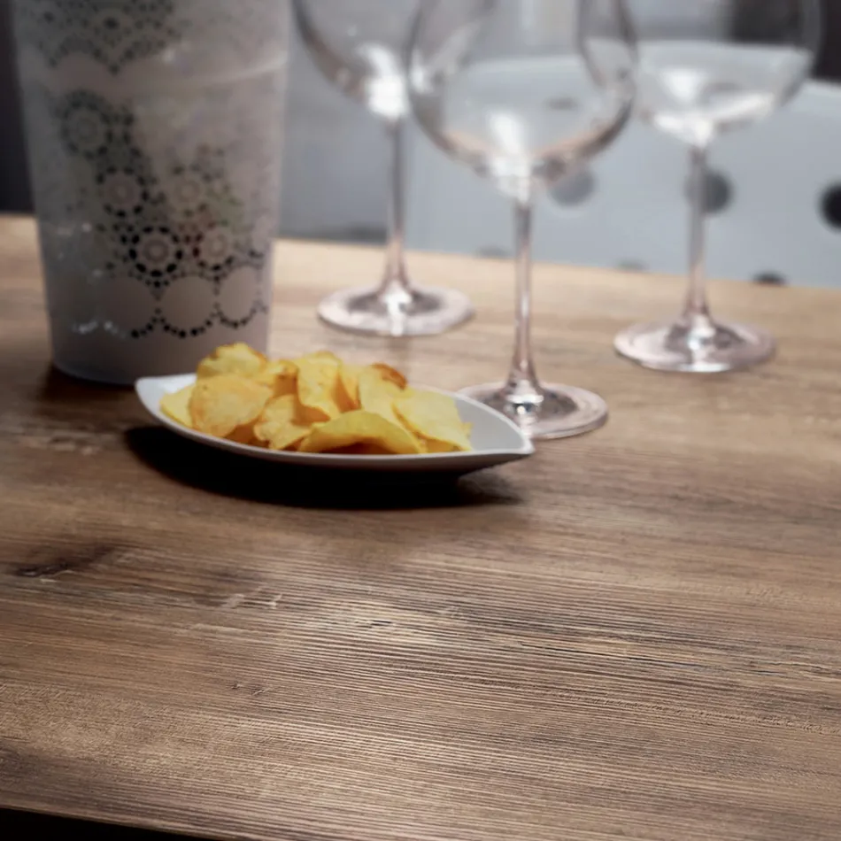 Vierkante tafel in HPL gesatineerd roestvrij staal metaal Made in Italy - Lens Viadurini