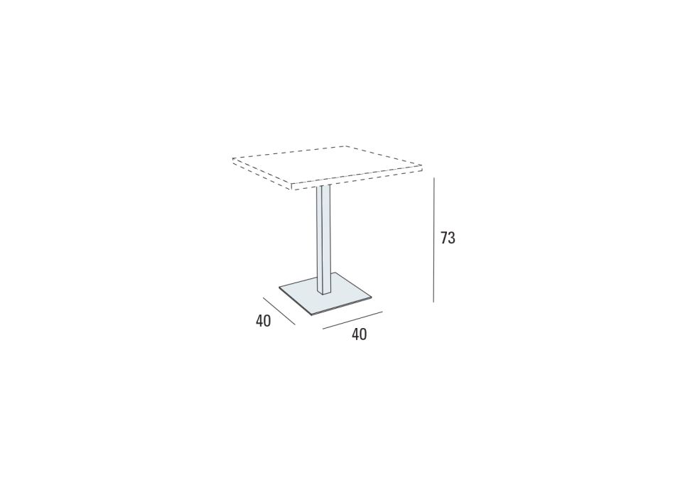Vierkante tafel in HPL gesatineerd roestvrij staal metaal Made in Italy - Lens Viadurini