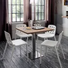 Vierkante tafel in HPL satijn roestvrij staal metaal Made in Italy - Lens Viadurini