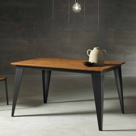 Rechthoekige uitschuifbare tafel tot 2,2 m houten blad Made in Italy - Alicia Viadurini