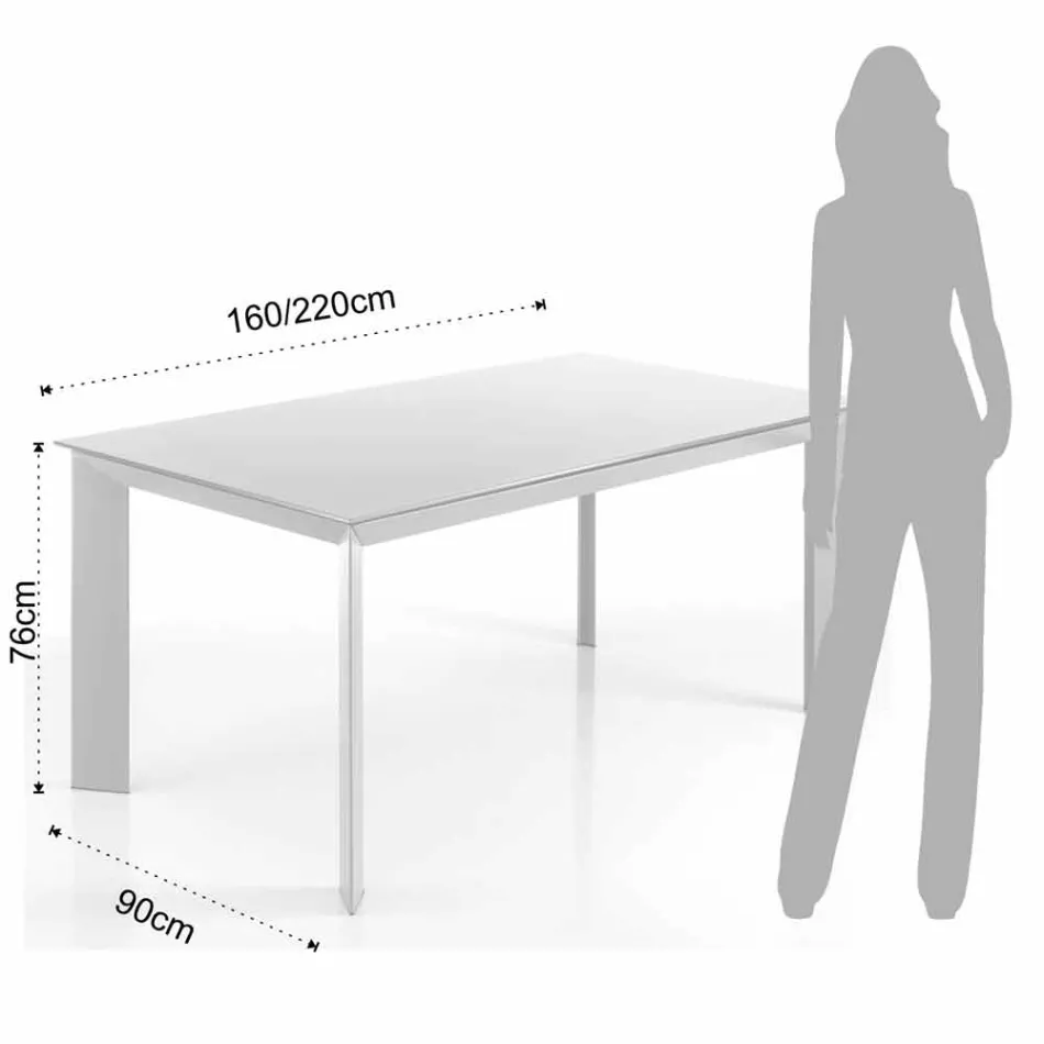Uitschuifbare tafel tot 220 cm mat wit Jordy Viadurini