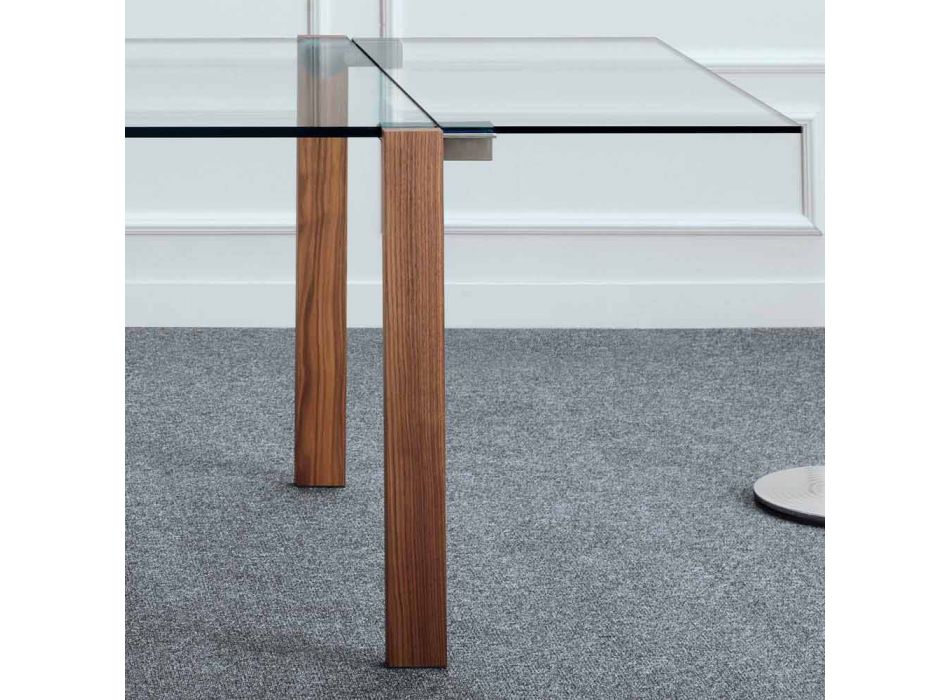 Uitschuifbare rechthoekige tafel in transparant glas gemaakt in Italië - Sopot Viadurini