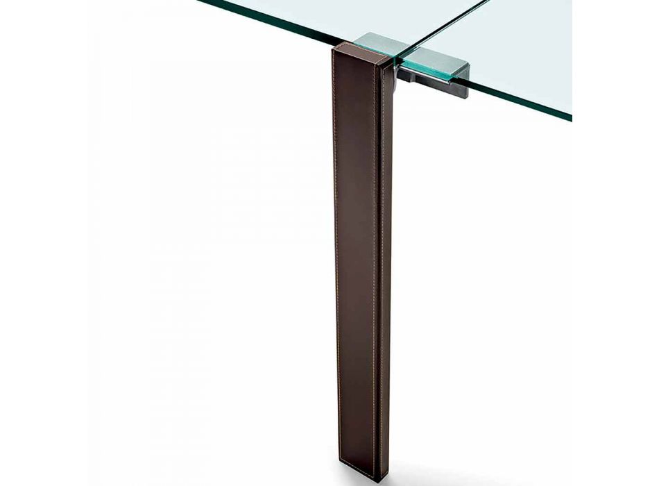 Uitschuifbare rechthoekige tafel in transparant glas gemaakt in Italië - Sopot Viadurini