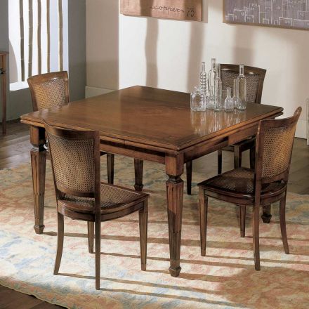 Rechthoekige tafel met 6 houten stoelen Made in Italy - Angelite Viadurini