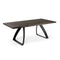Rechthoekige tafel met eiken fineerblad en aluminium onderstel - Logan