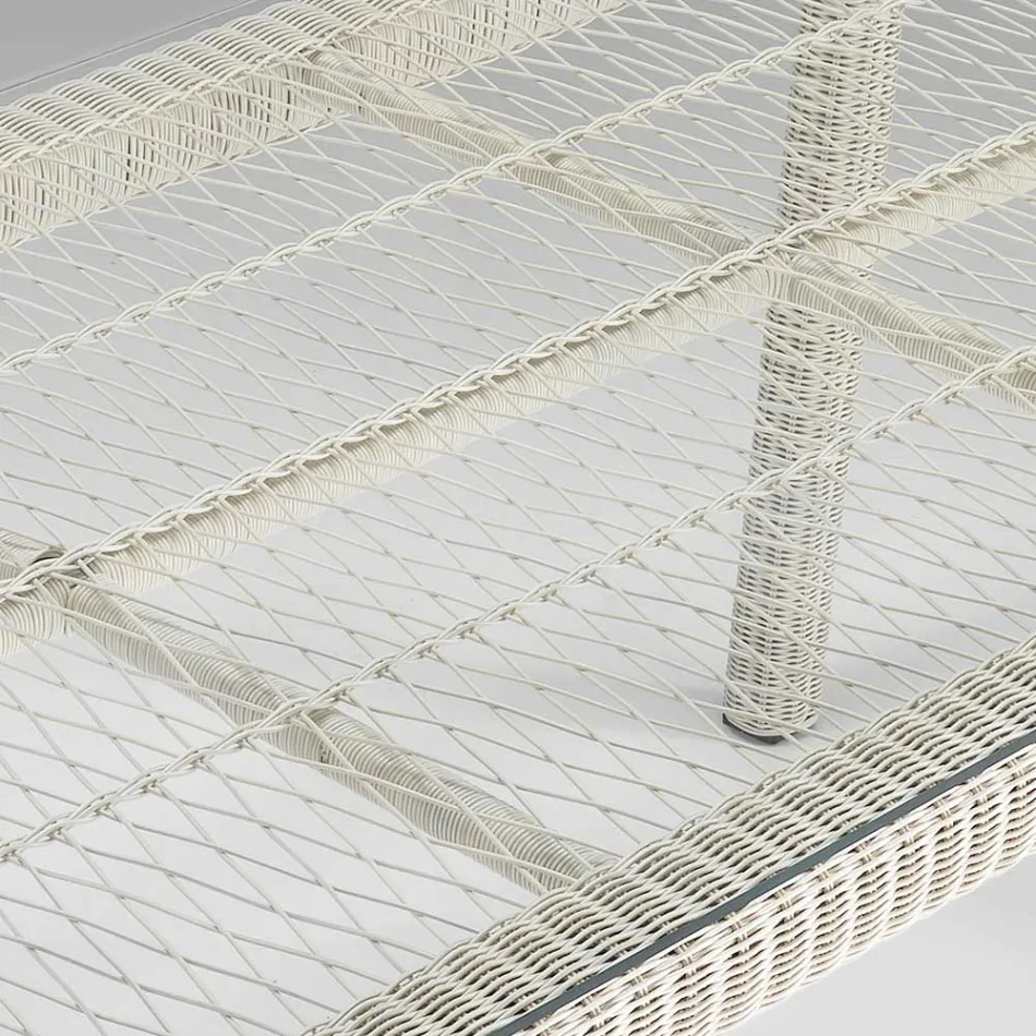 Rechthoekige buitentafel in polyrotan en glas - Gigi Viadurini