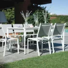 Rechthoekige tuintafel van aluminium en steengoed - Lunara Viadurini