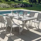 Rechthoekige tuintafel van aluminium en grijze hars - Nuvia Viadurini