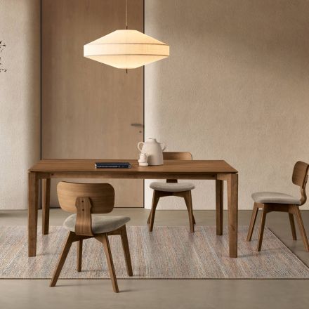 Rechthoekige tafel voor acht personen, gemaakt van MDF en milieuvriendelijk hout, verkrijgbaar in diverse afwerkingen - Enea Viadurini