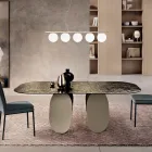 Rechthoekige tafel van gehamerd glas met verzilverde achterkant, gemaakt in Italië - Almo Viadurini