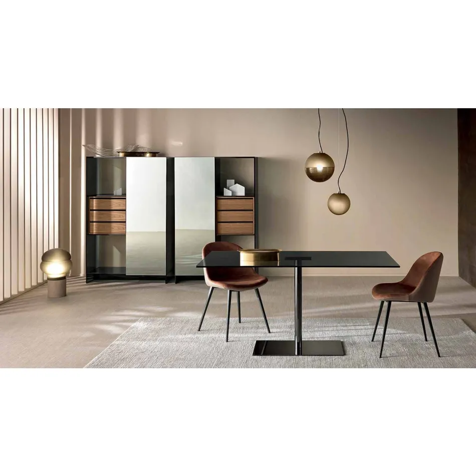 Moderne rechthoekige tafel in gerookt of extreem licht glas gemaakt in Italië - Dolce Viadurini