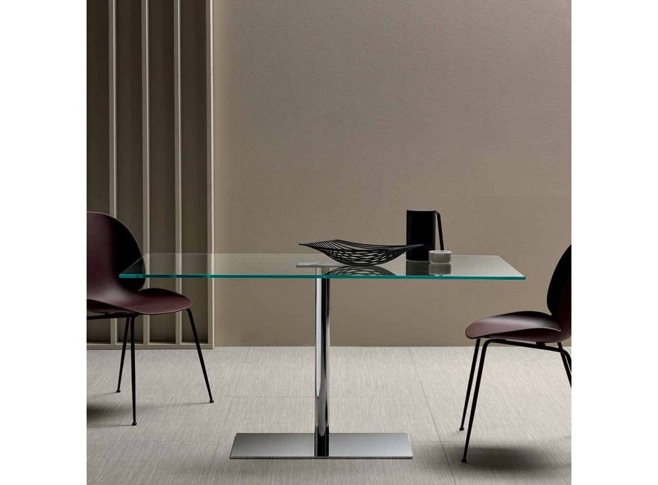 Moderne rechthoekige tafel in gerookt of extreem licht glas gemaakt in Italië - Dolce Viadurini