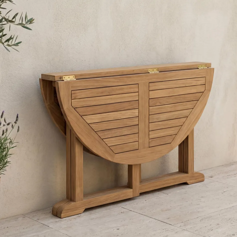 Opklapbare tuintafel in teakhout - Yggdrasil Viadurini