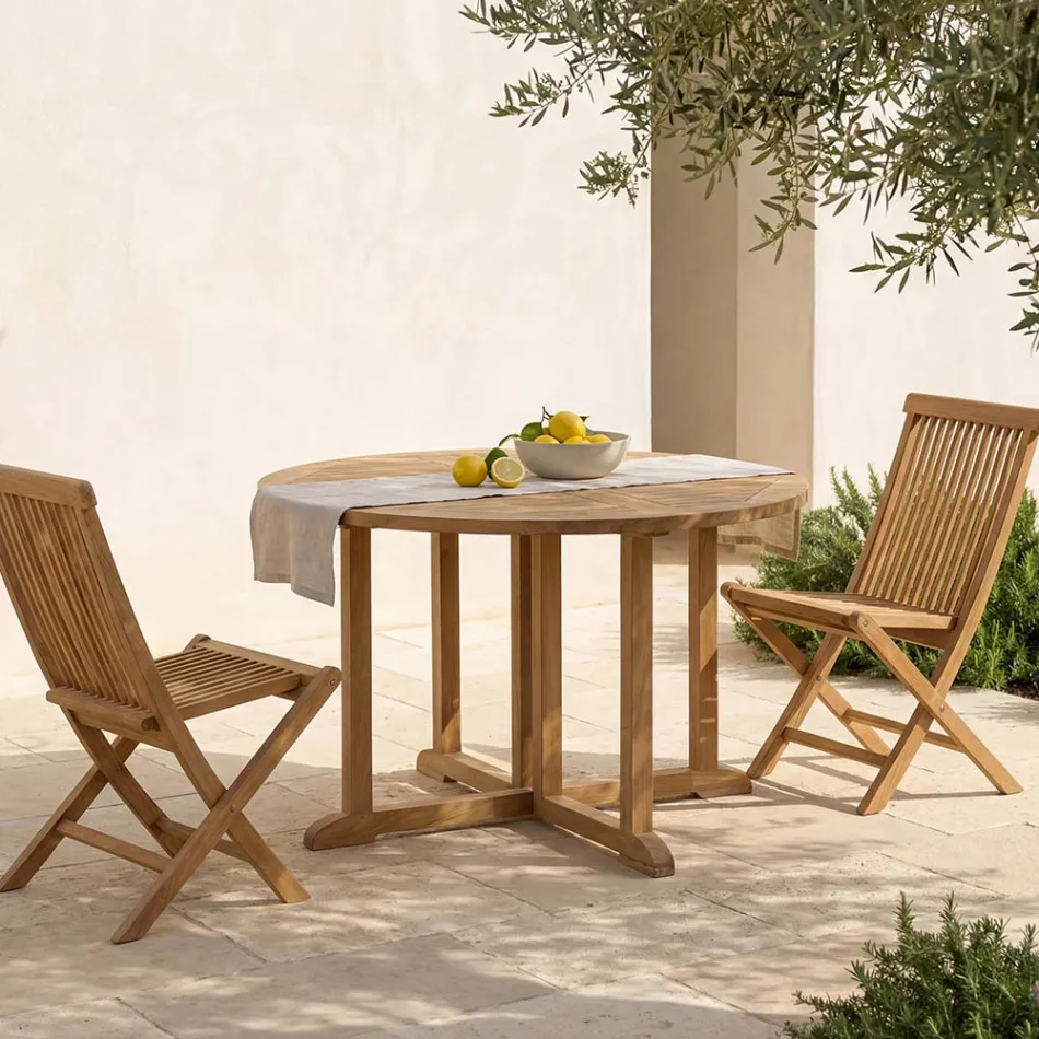 Opklapbare tuintafel in teakhout - Yggdrasil Viadurini