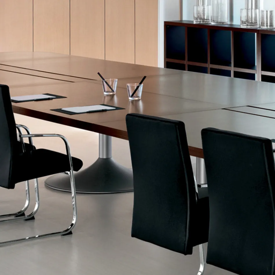 Vergadertafel in gevormd donker eiken melamine - Gaelle Viadurini