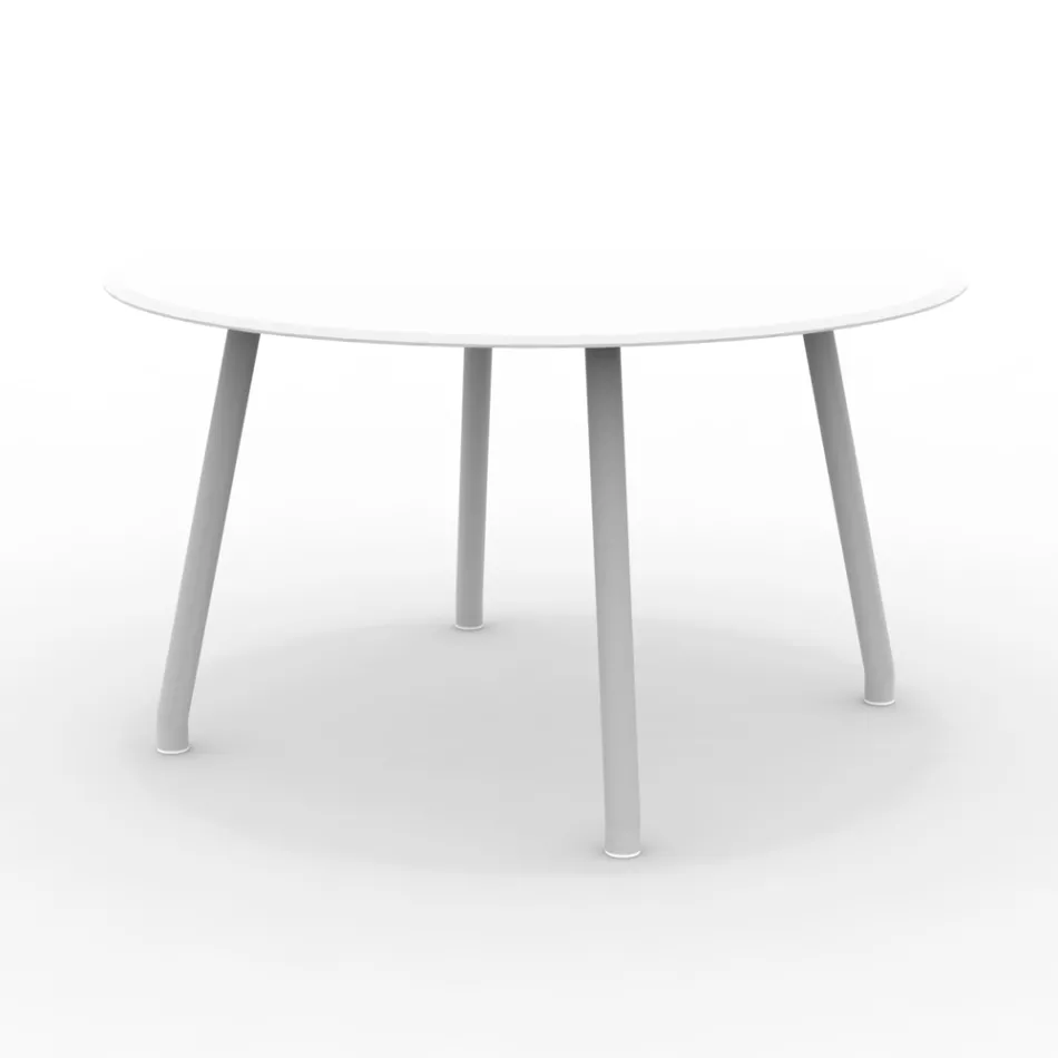 130 cm ronde aluminium buitentafel in verschillende afwerkingen - Resplendent Viadurini