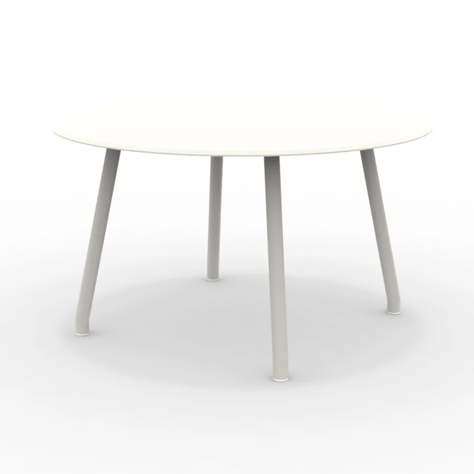 130 cm ronde aluminium buitentafel in verschillende afwerkingen - Resplendent Viadurini