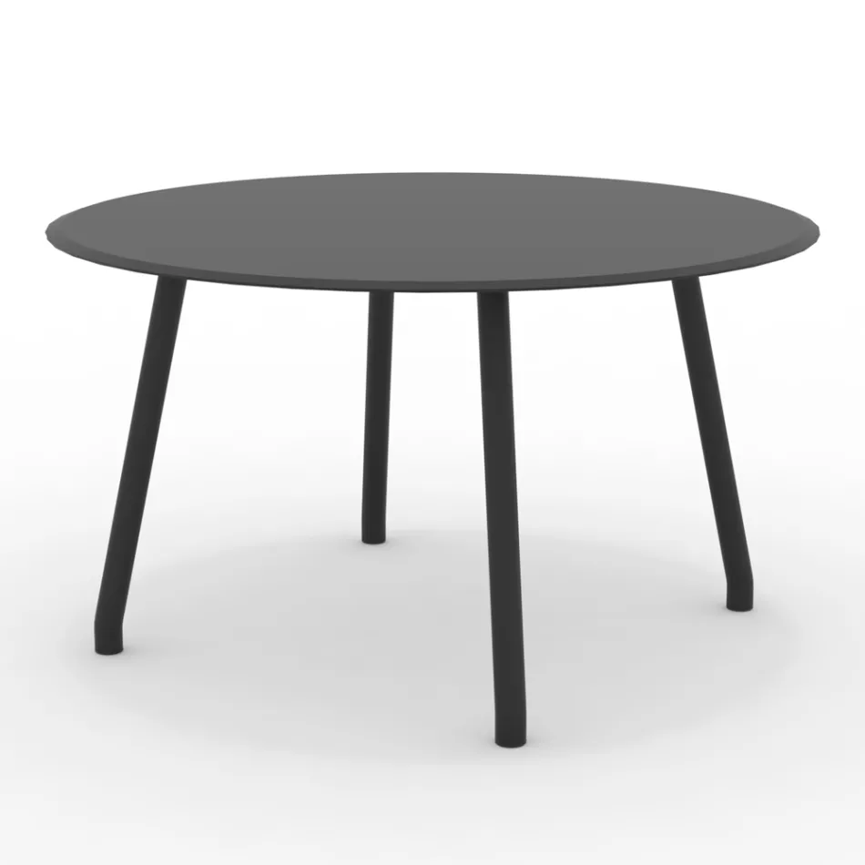 130 cm ronde aluminium buitentafel in verschillende afwerkingen - Resplendent Viadurini