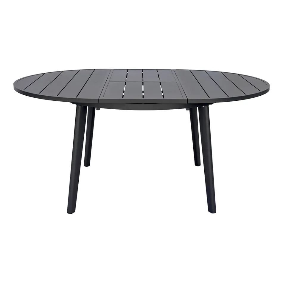 Uitschuifbare ronde tafel in antraciet aluminium, 170 cm - Rivara Viadurini