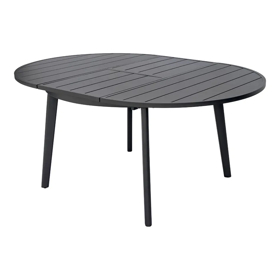 Uitschuifbare ronde tafel in antraciet aluminium (170 cm) - Rivara Viadurini
