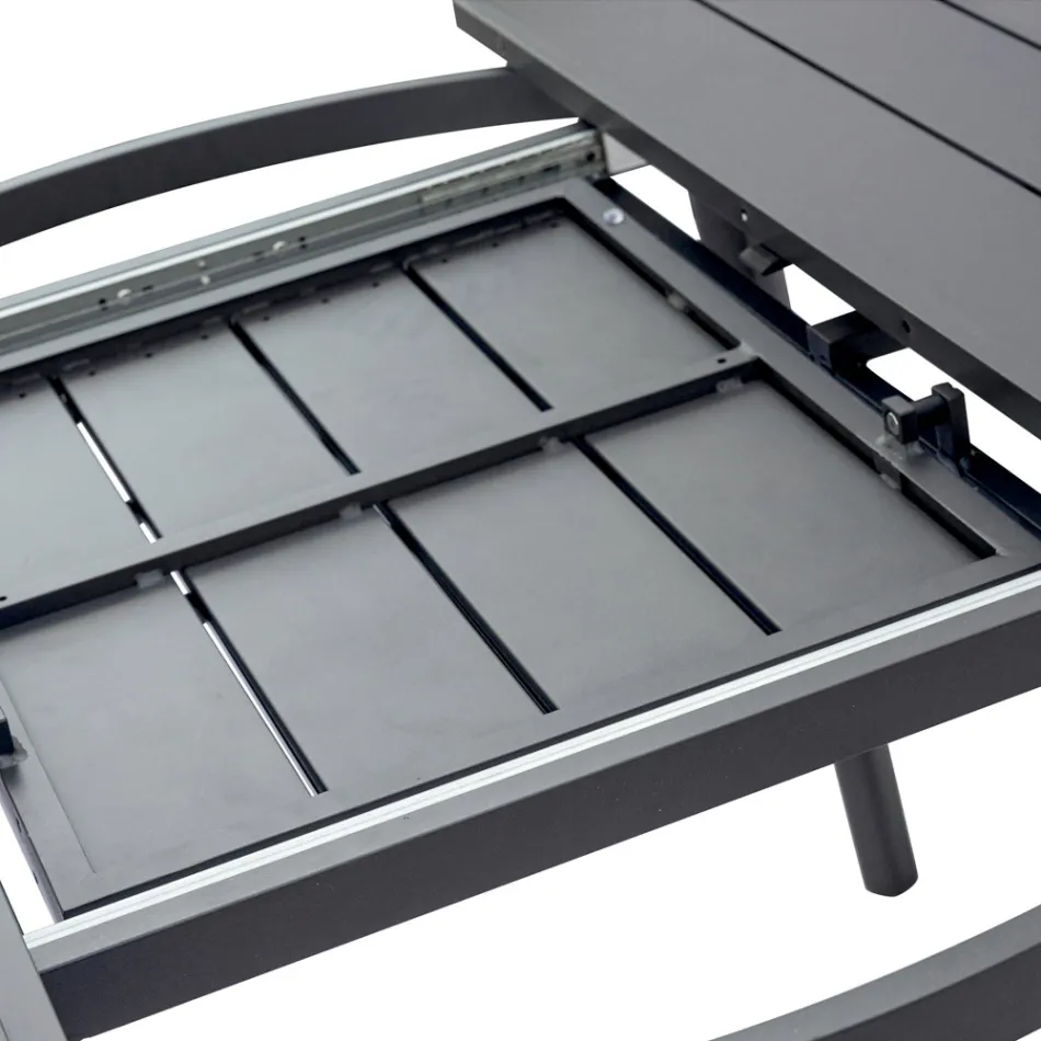 Uitschuifbare ronde tafel in antraciet aluminium (170 cm) - Rivara Viadurini