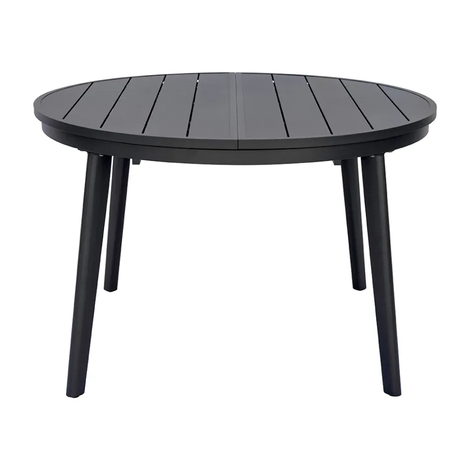 Uitschuifbare ronde tafel in antraciet aluminium (170 cm) - Rivara Viadurini